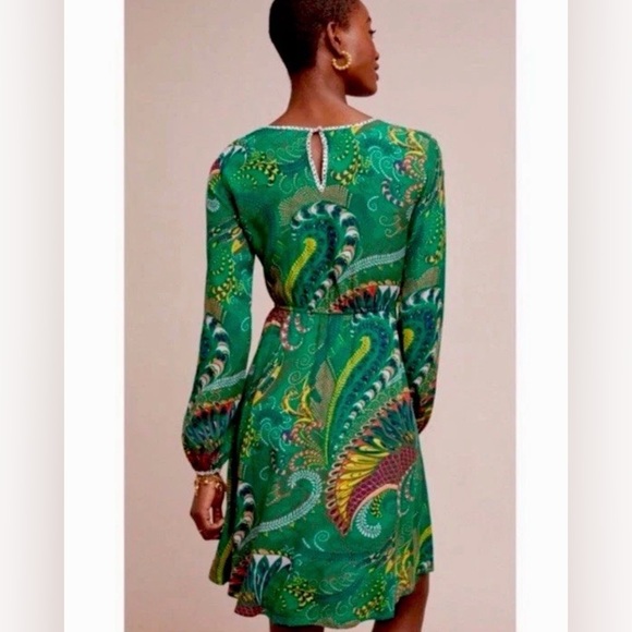 Anthropologie Maeve mini green printed floral dress Size 6 - Picture 7 of 8